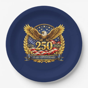 Glänzendes Semiquincentennial-Adler-Emblem  Pappteller
