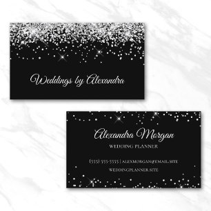 Glänzendes Silber Glitter Solides Schwarz Farbe Visitenkarte