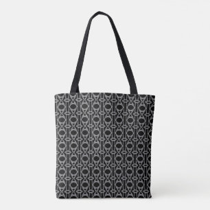 Glänzendes Silber-Grau- und Schwarz-Diamant-Muster Tasche