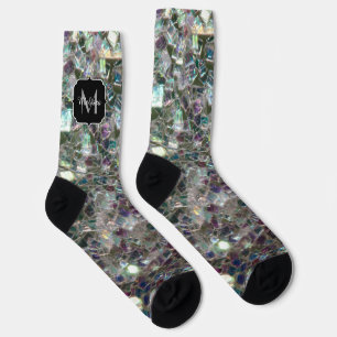 Glänzendes silbergraues Mosaik-Kunststoff-Glitzer Socken