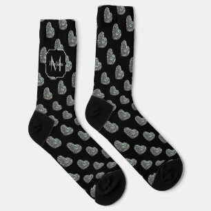 Glänzendes silbernes Mosaik-Glitter-Herz-Monogramm Socken
