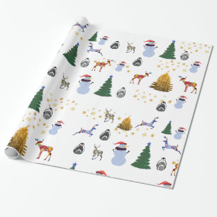 Glänzendes Winter-Verpackungspapier, 76 cm x 1,8 m Geschenkpapier