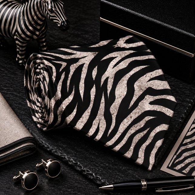 Glänzendes Zebra Wildtier-Muster Krawatte (Von Creator hochgeladen)