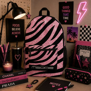 Glänzendes Zebrastreifen-Muster Druck-Rucksack Bedruckter Rucksack