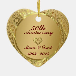 GlanzGold 50. Hochzeitstag Keramikornament