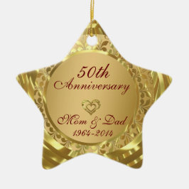GlanzGold 50. Hochzeitstag Keramikornament
