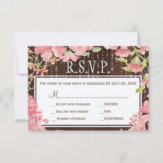 Glanzlichter Birnen Stallholz Hochzeit Rsvp Karte (Vorderseite)