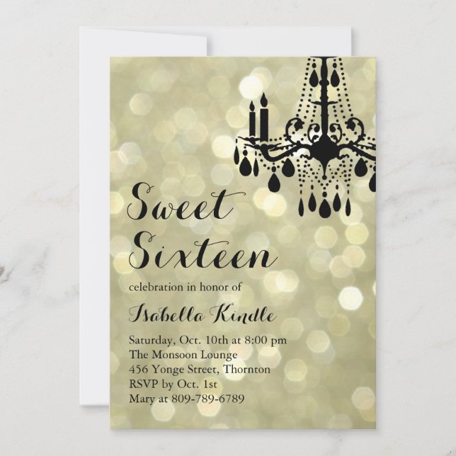 Glanzlichter Gold Ballroom Sweet 16 Einladung (Vorderseite)