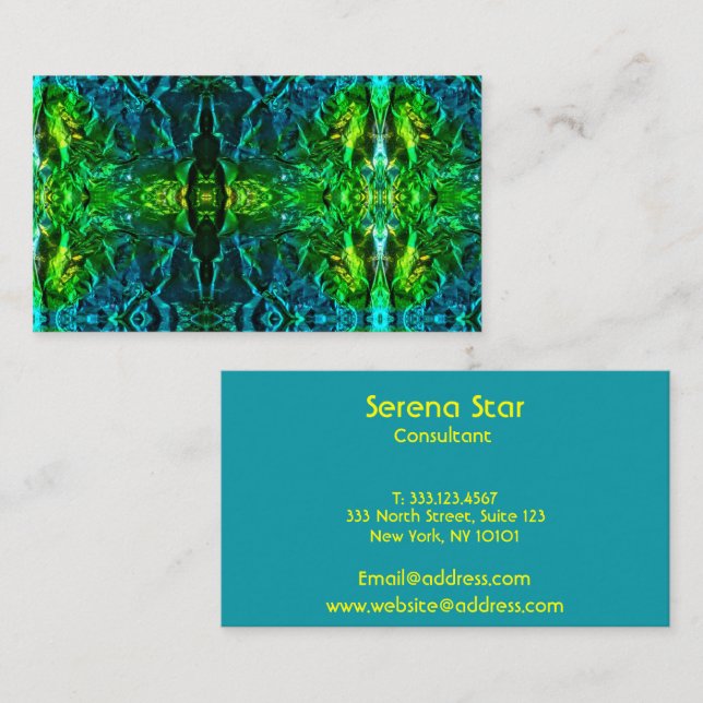 Glas Aqua Green Blue Geometric Visitenkarte (Vorne/Hinten)