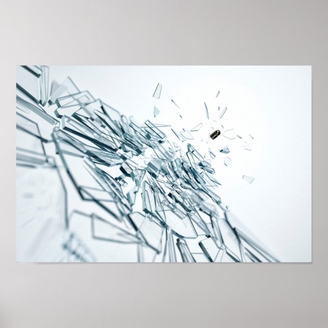 Glas durch Kugel beschädigt Poster (Vorne)