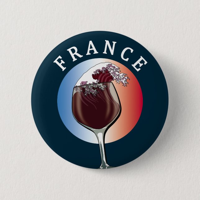 Glas französischen Weins - Frankreich Button (Vorderseite)