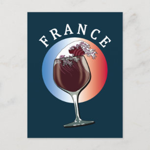 Glas französischen Weins - Frankreich Postkarte