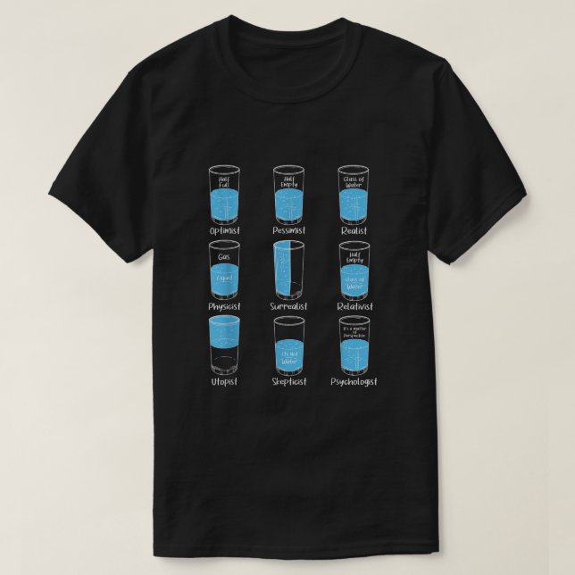 Glas halb leere Brille Psychologe Psycho T-Shirt (Design vorne)