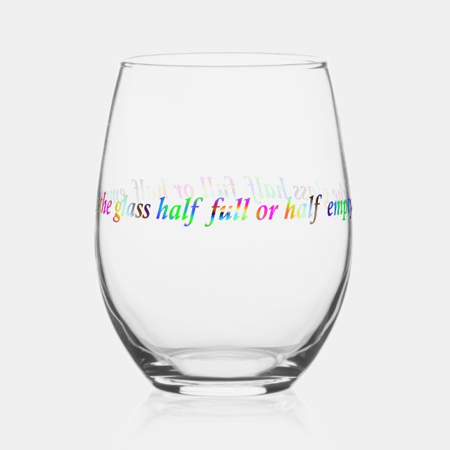 Glas halb voll oder leer in Regenbogenfarben (Vorderseite)