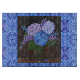 Glas Kitchen Cutting Board - Hydrangeas in Vase #2 Schneidebrett