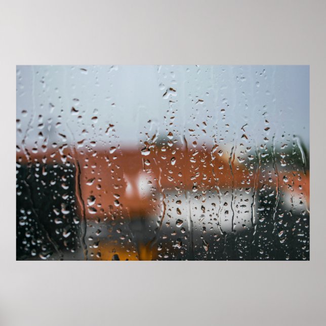 Glas mit Regentropfen Poster (Vorne)