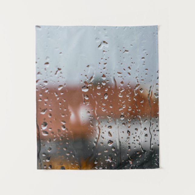 Glas mit Regentropfen Wandteppich (Vorderseite)