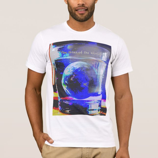 Glas mit Welt T-Shirt (Vorderseite)