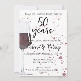 Glas Rotwein Aquarell auf weiß Einladung