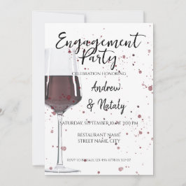 Glas Rotwein Aquarell auf weiß Einladung