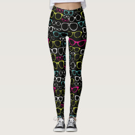Glas-Schauspiel-gemustertes Leggings-Schwarzes Leggings