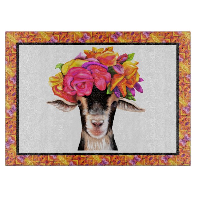 Glas Schneiden Board posey die Ziege Schneidebrett (Vorderseite)