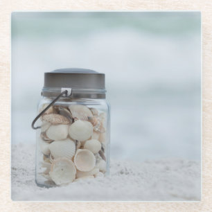Glas Seashells auf dem Strand Florida Glasuntersetzer