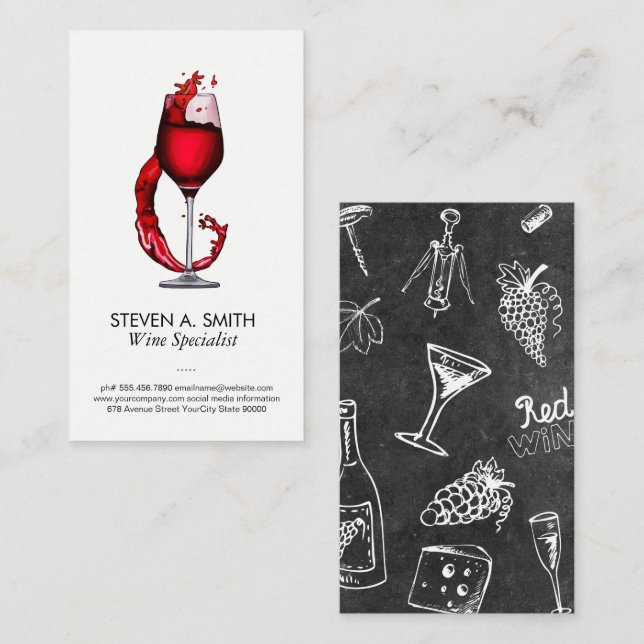 Glas-Splash | Sommelier-Visitenkarte Visitenkarte (Vorne/Hinten)