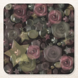 Glas, Sterne, Blume, Keramik Rechteckiger Pappuntersetzer