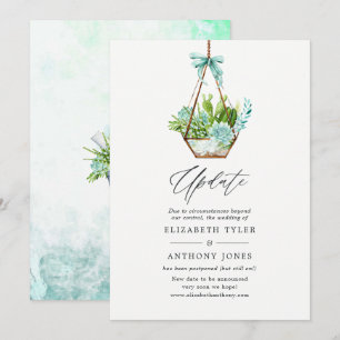 Glas-Terrarium-Sukkulenten-Hochzeitsupdate Einladung