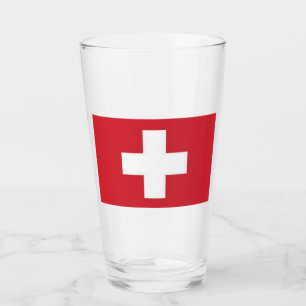 Glas Tumbler Schweiz Flagge 16 Unzen