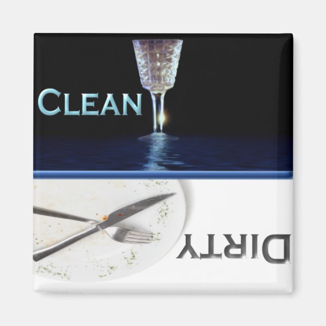 Glas und Geschirr Sauber und Geschirrspüler Magnet (Vorne)