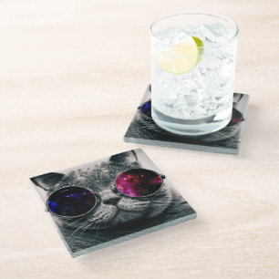Glas-Unterlage - Cooler Kater Glasuntersetzer