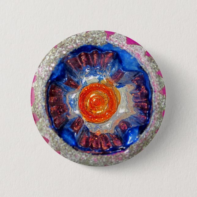 Glas-Weihnachtskugel-Kosmos-Geschenk-Dekoration Button (Vorderseite)