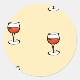 Glas Wein auf Orange Runder Aufkleber