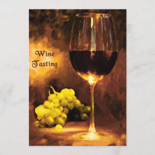 Glas Wein, grüne Trauben, Kerzenlicht-Probieren Einladung