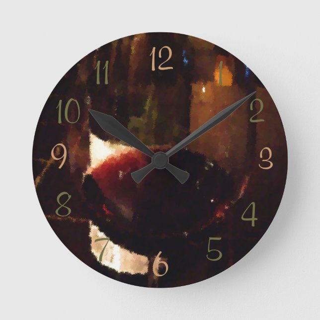 Glas Wein Runde Wanduhr (Vorderseite)