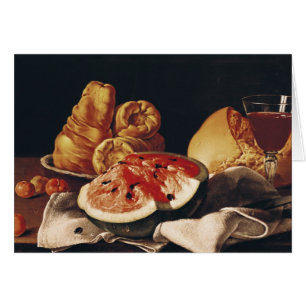 Glas Wein, Wassermelone und Brot
