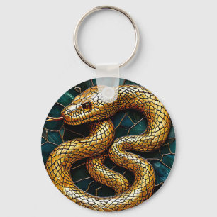 💛🐍 Glasanhänger Schlange golden 🔑✨ Schlüsselanhänger