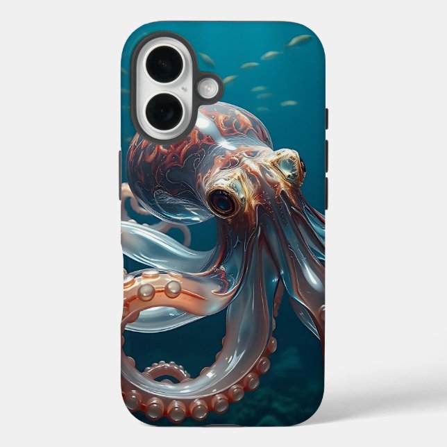 Glasartige Oktopus im tiefen Meer iPhone 16 Hülle (Rückseite)