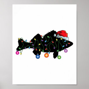 Glasaugenbarsch-Angeln Lustige Weihnachtslichter F Poster