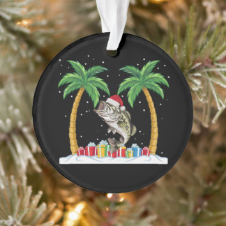 Glasaugenbarsch Weihnachtsmann Hut Palmenstrand We Ornament