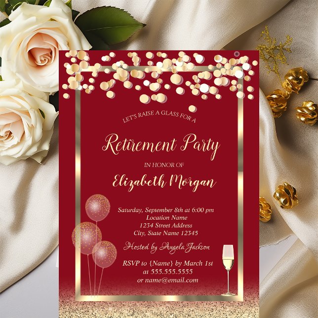Glasballons aus Weinglas Silver Glitzer Red Retire Einladung (Von Creator hochgeladen)