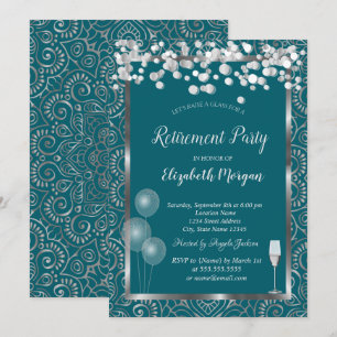 Glasballons Silver Mandala Green Retirement Einladung