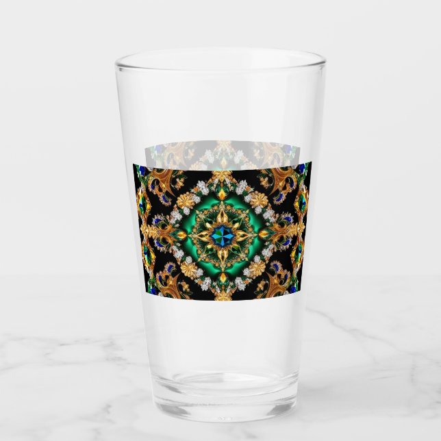 Glasbecher mit brasilianischen Farben Glas (Vorderseite)