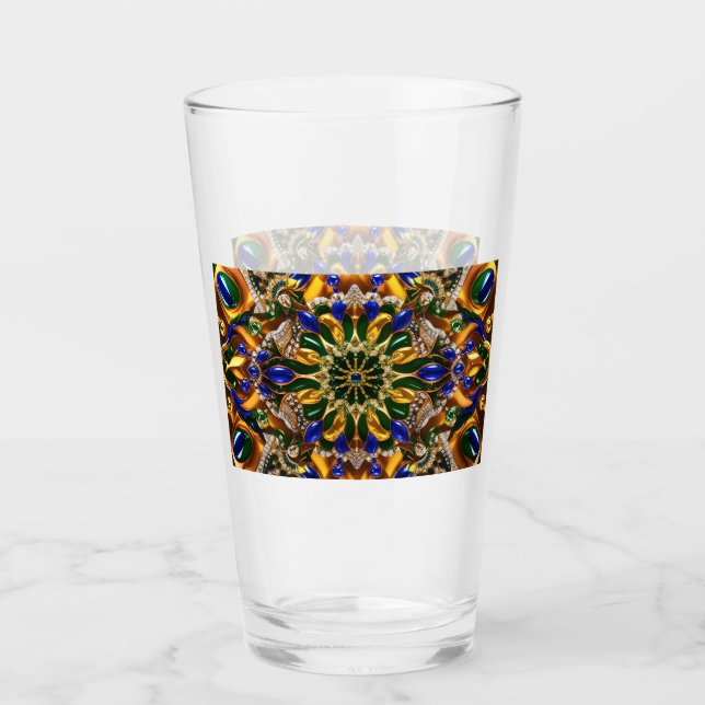 Glasbecher mit brasilianischen Farben Glas (Vorderseite)