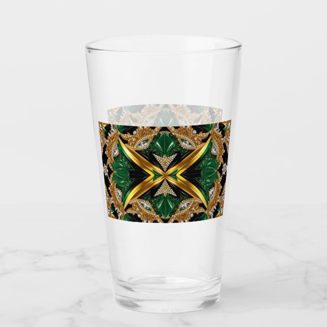 Glasbecher mit jamaikanischen Farben Glas (Vorderseite)