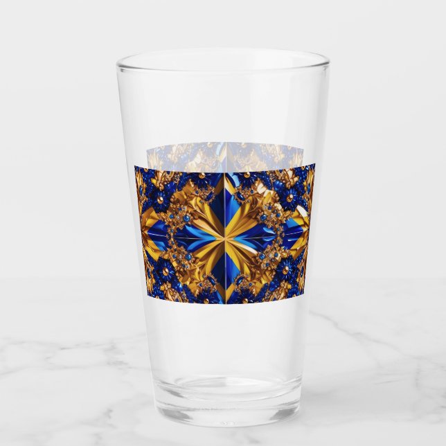 Glasbecher mit Schweden Farben Glas (Vorderseite)