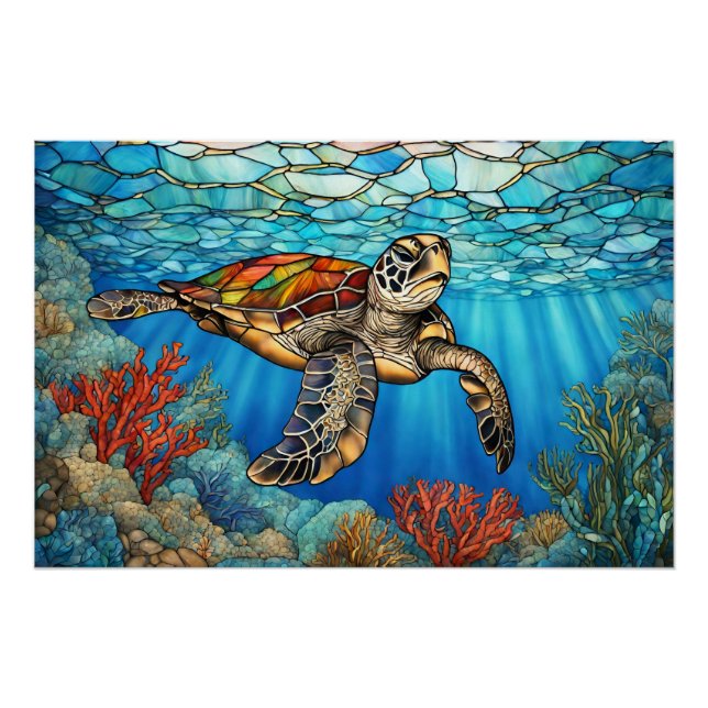 Glasbodenschwimmen, Korallen Poster (Vorderseite)