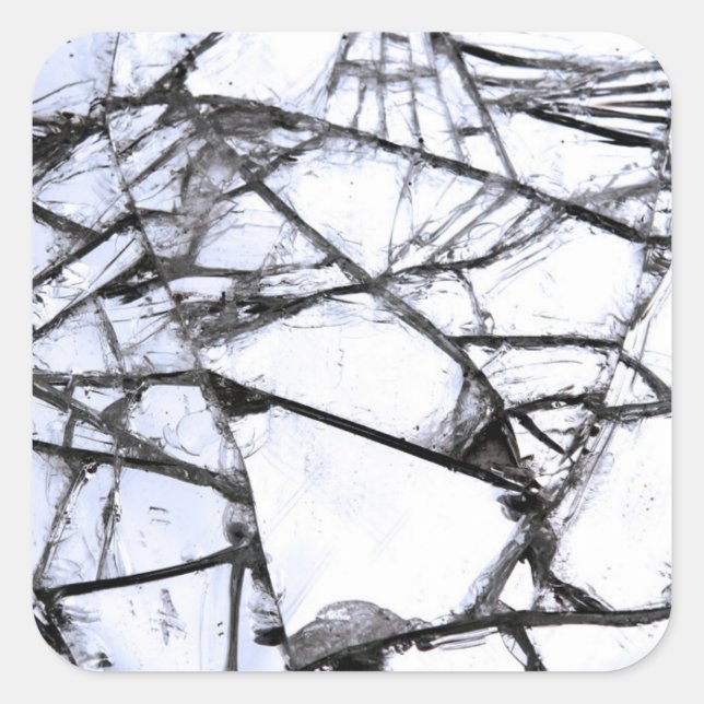 Glasbruch Quadratischer Aufkleber (Vorderseite)